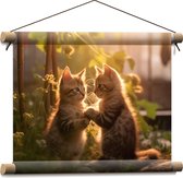 Textielposter - Dieren - Kittens - Gras - Bloemen - 40x30 cm Foto op Textiel