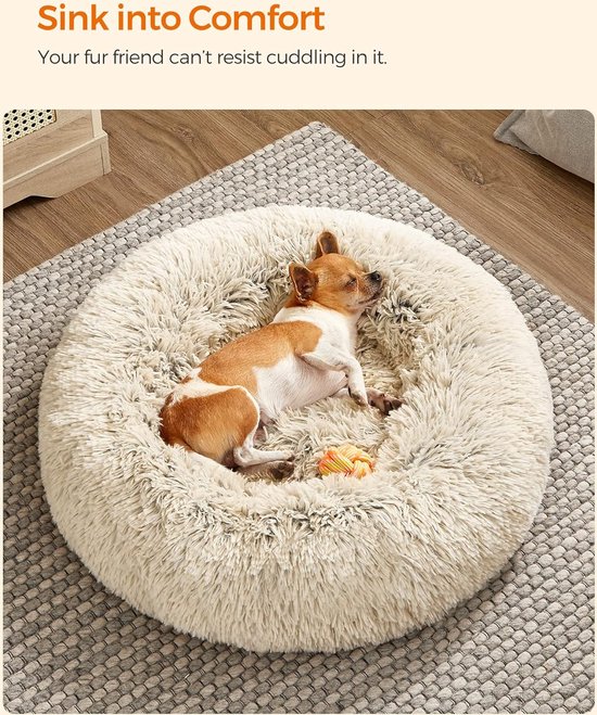 Hondenbed, kattenbed, donut, 60 cm, lichtgrijs