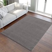 Laagpolig tapijt voor de woonkamer, effen moderne tapijten voor de slaapkamer, werkkamer, kantoor, hal, kinderkamer en keuken, grijs, 140 x 200 cm