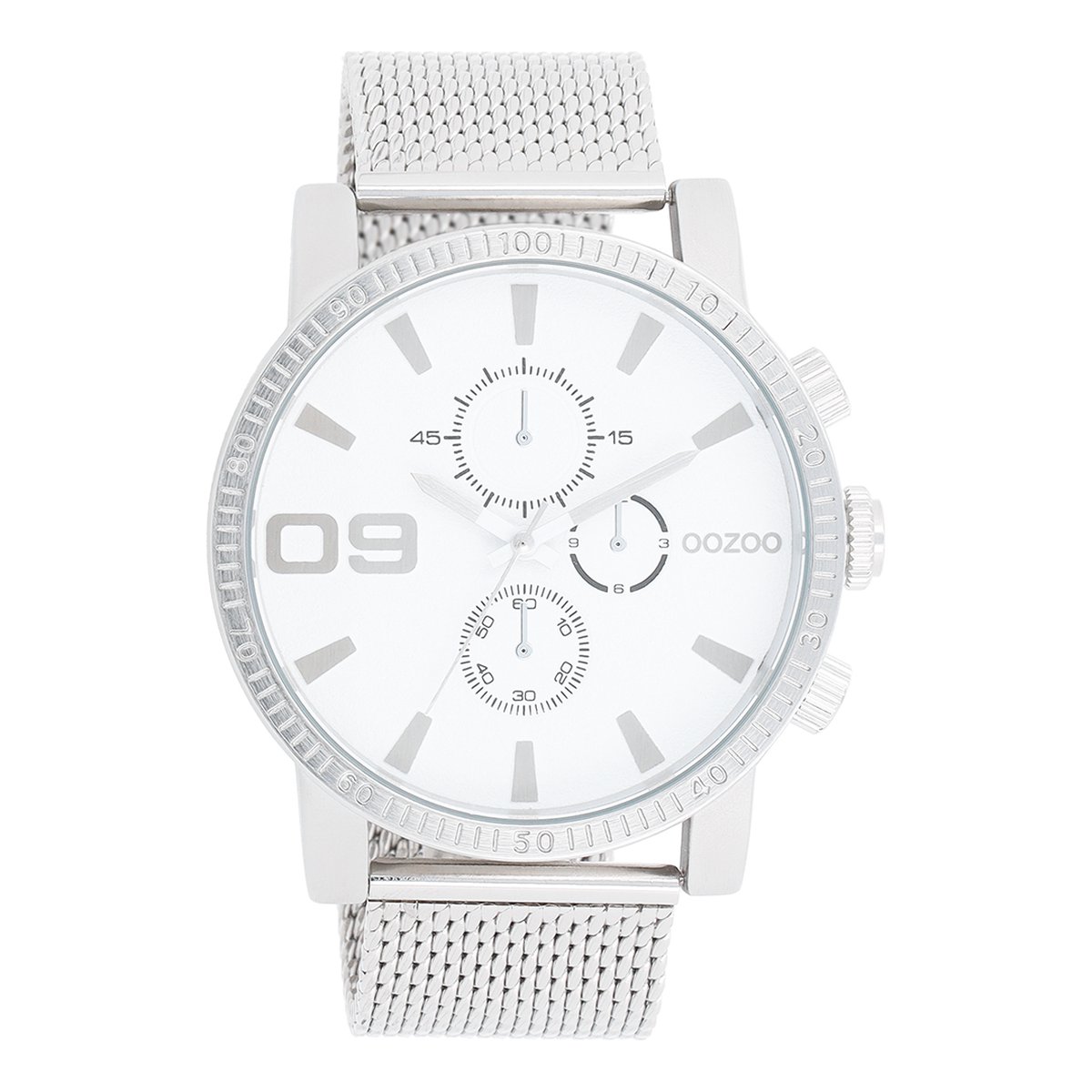 OOZOO Timepieces - Zilverkleurige OOZOO horloge met zilverkleurige metalen mesh armband - C11213