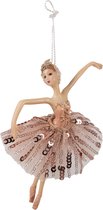 HAES DECO - Kersthanger Ballerina - Formaat 11x2x15 cm - Kleur Roze - Materiaal Polyresin - Kerstversiering, Kerstdecoratie, Decoratie Hanger, Kerstboomversiering