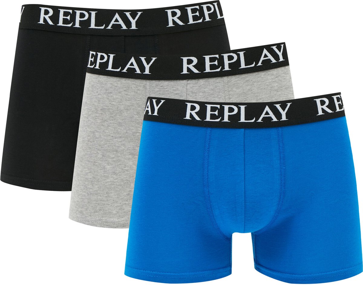 Replay - Boxer Basic Cuff Logo 3 Pack - Boxershorts Heren-S