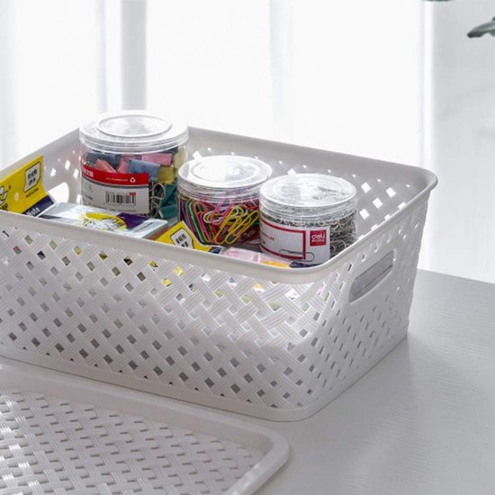 Plasticforte Opbergmand - Kastmand - rotan kunststof - wit - 12 Liter