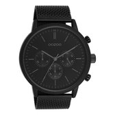 OOZOO Timepieces - Zwarte OOZOO horloge met metalen mesh band - C11204