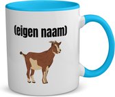 Akyol - geit met hoorn koffiemok - theemok - blauw - Geit - geiten liefhebbers - mok met eigen naam - dieren liefhebber - leuk cadeau voor iemand die houdt van geiten - cadeau - kado - 350 ML inhoud