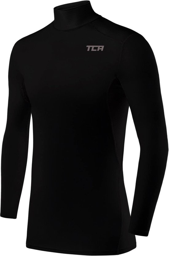TCA Men's HyperFusion Compression Base Layer Top Long Sleeve Under Shirt - Mock Neck - Black, X-Large
