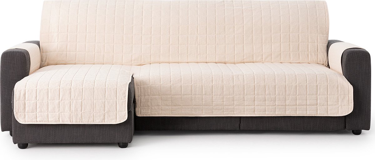 Belmarti® Hoekbank beschermhoes Pure - 220cm breed - Beige - Hoes voor een chaise longue bank met het relaxgedeelte links - van hoogwaardig katoen