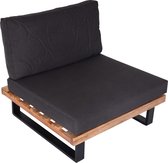 Loungestoel MCW-H54, tuinstoel, gesponnen polyaciahout MVG-gecertificeerd aluminium ~ lichtbruin, donkergrijze bekleding