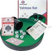 Fleau Games Yahtzee Set - Dobbelsteenbak - Kaartenset - 100 Scoreblaadjes - Dobbelset - Pokerpiste - Dobbelspel/Gezelschapsspel voor Kinderen/Volwassenen - Spel - Kunstleer
