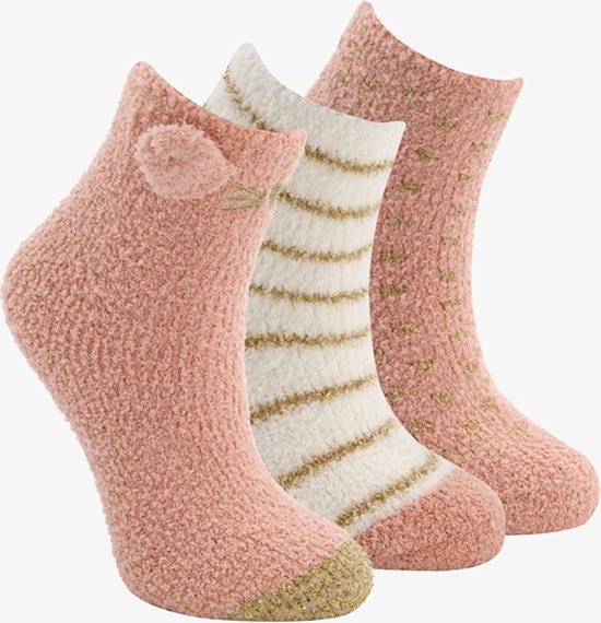 3 paires de chaussettes maison enfant rose - Taille 23/26