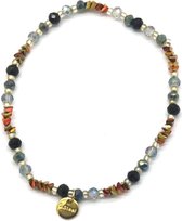 Bracelet Femme - Perles de verre et acier inoxydable - Elastique - Multicolore