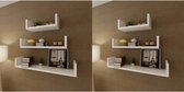The Living Store Wandplanken - Set van 6 - Onzichtbaar montagesysteem - MDF - Wit - 60x12x10cm / 45x12x10cm / 30x12x10cm