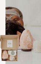 Zoutlamp Himalayazout & zoutsteen theelichthouder | Spiritueel cadeau (3+ items) | Hakuna Matata Kit
