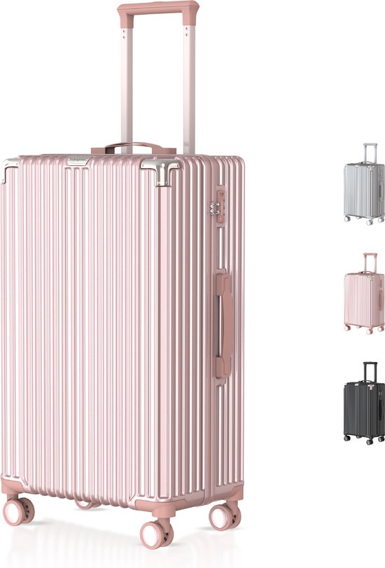 Voyagoux® - Reiskoffer Large - 113L - Koffers - Reiskoffer met wielen – Rose gold