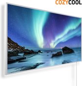 Infraroodpaneel met afbeelding | Noorderlicht Lofoten eilanden Noorwegen | 1200 Watt | Witte lijst | Infrarood verwarmingspaneel | Infrarood paneel | Infrarood verwarming