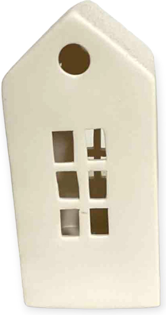 Home Society - LED Huisje - Wit - Keramiek - L - 17 x 8 x 9,5 cm