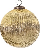 HAES DECO - Kerstbal - Formaat Ø 5x5 cm - Kleur Goudkleurig - Materiaal Glas - Kerstversiering, Kerstdecoratie, Decoratie Hanger, Kerstboomversiering