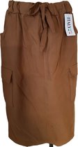 Dames cargo rok met aantrek koord camel plus size 42 /48