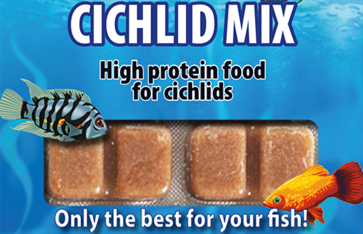 Ruto Cichlide mix blister 100 gram | diepvriesvoer in porties voor cichliden Diepvries