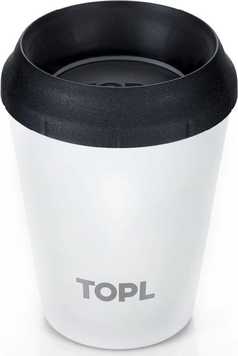 TOPL TPL8OW Lekvrije Thermosbeker - Vacuüm geïsoleerd - Roestvrijstaal - Met slimme deksel - 236 ML - Wit