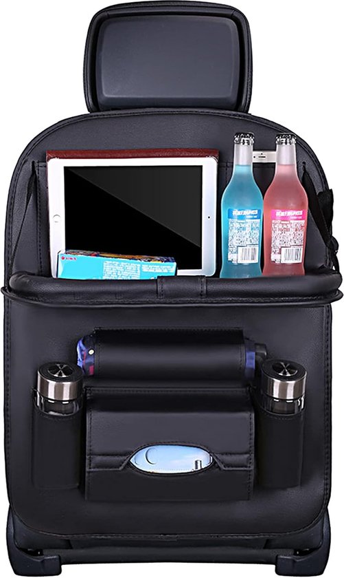 Rugleuningbeschermers, 2 stuks, autostoelorganizer, achterbank-organizer met tablet/telefoonopslag, waterdicht, multifunctionele opbergtas voor de auto, met veel zakken, zwart (Oxford-weefsel, 2 stuks