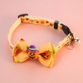 Halloween halsband Pumpkin voor katten en/of kleine tot middelgrote honden - hond - kat - poes - Halloween - halsband - pompoen - strikje