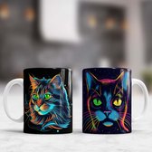 Mok Neon Cats - Cats - Gift - Cadeau - CatLovers - Meow - KittyLove - Katten - Kattenliefhebbers - Katjesliefde - Prrrfect