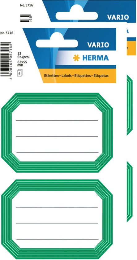 Herma Schoolboeken etiketten - stickers - 24x - groen/wit - 8.2 x 5.5 cm