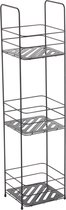 MSV badkamer/doucherek - 3-laags - staand - zwart - 17 x 16 x 63 cm - metaal - badkamerrek - Badkameropberger