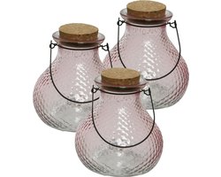 Decoris wespenvanger met hengsel - 3x - glas - lichtroze - D14 x H13 cm