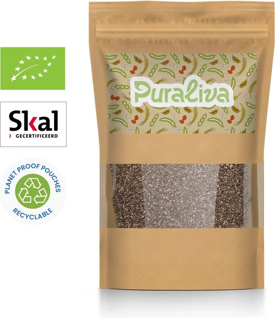 Puraliva - Graines de Chia 1 kg - Biologique - RAW - Graines de Chia Premium - Graines de Chia - Superfood - Amérique du Sud