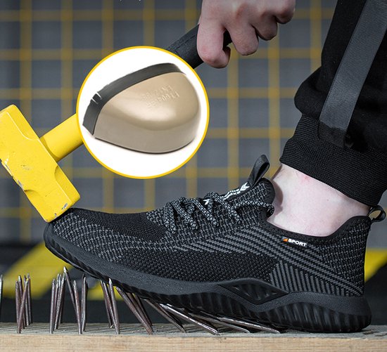 Werkschoenen Dames 36 Veiligheidsschoenen Heren met Stalen Neus Beschermende Schoenen Sneakers Unisex Outdoor Ademend Werkschoenen Sneakers Zwart Groen