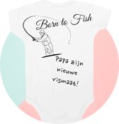 Romper Soft touch - Born to fish - papa zijn nieuwe vismaat - 0-3 maanden - kraamcadeau voor papa