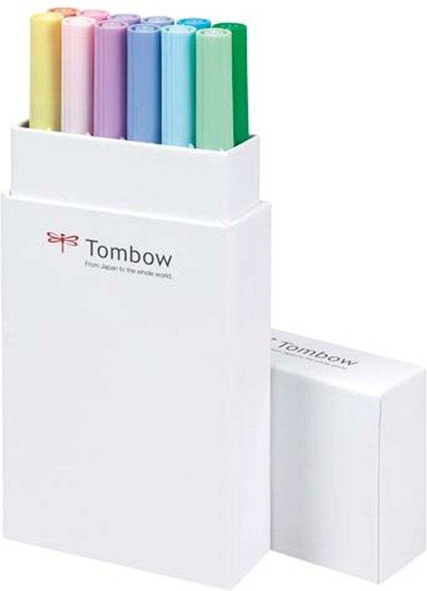 Tombow ABT Dual Brush Tekenpennen - Brushpennen - Pastel kleuren - Set van 12 stuks — afbeelding 6