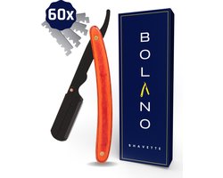 Bolano® Premium Shavette Open Scheermes Brown Wood + 60 Single Edge Scheermesjes - Klassiek barbiersmes straight razor voor mannen - Cut throat razor Nekmes - Klassiek klap scheermes - Safety razor Feather mes