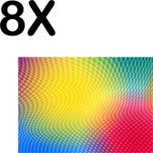 BWK Textiele Placemat - Gekleurd Patroon - Set van 8 Placemats - 40x30 cm - Polyester Stof - Afneembaar