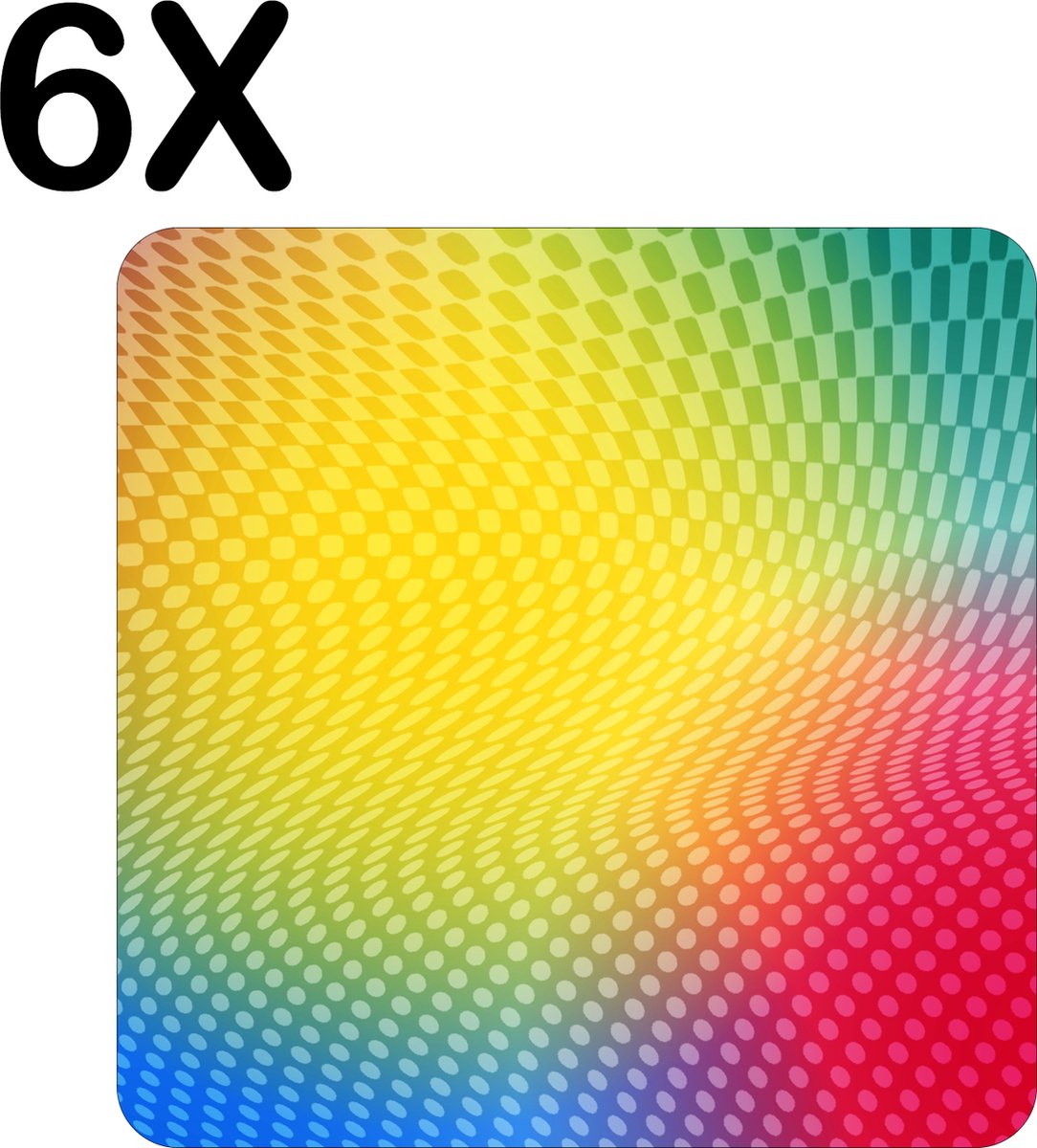 BWK Flexibele Placemat - Gekleurd Patroon - Set van 6 Placemats - 40x40 cm - PVC Doek - Afneembaar