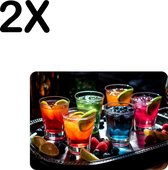BWK Flexibele Placemat - Gekleurde Cocktails op een Dienblad - Set van 2 Placemats - 35x25 cm - PVC Doek - Afneembaar