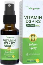 Vit4ever - Vitamine D3 + K2 Instant Spray 50 ml - Citroen Smaak - 99.7+% All-Trans (Original K2VITAL® by Kappa) - 1000 I.U. Vitamine D3 per toepassing