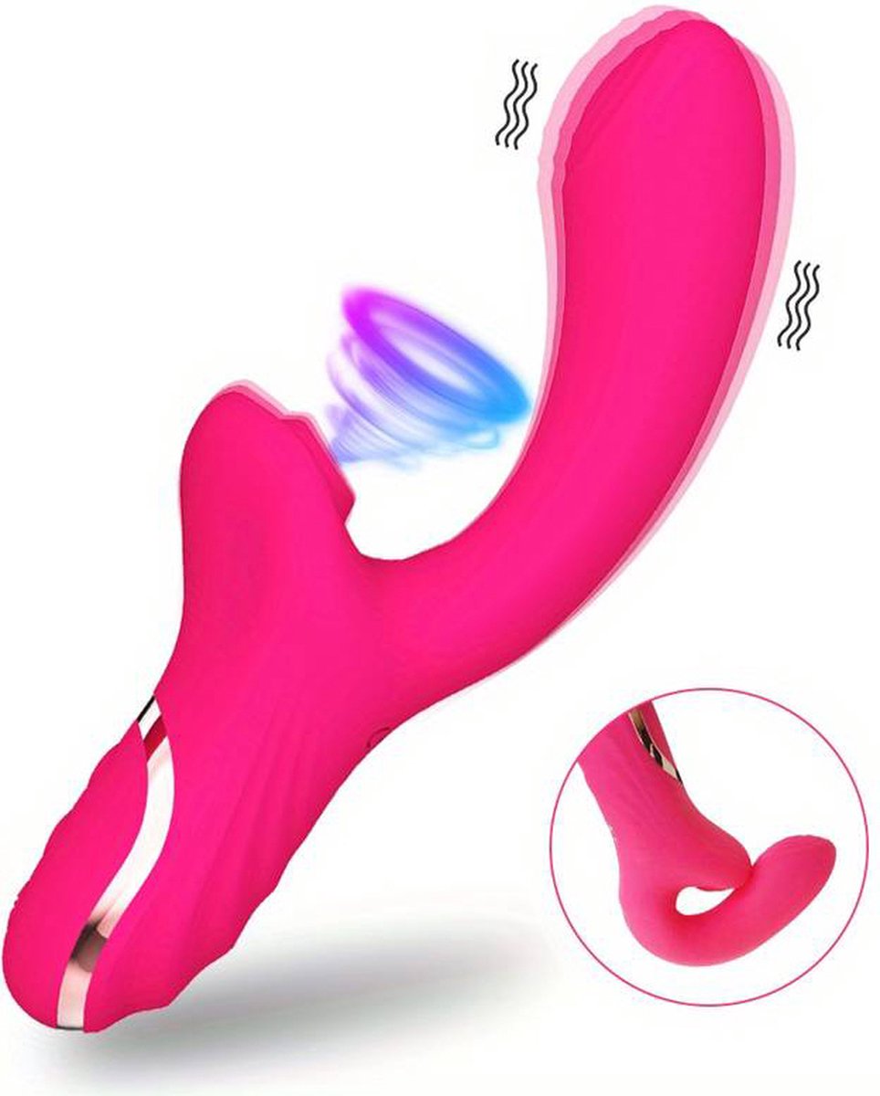 2 in 1 Vibrator | 20 modi | Sex toys voor vrouwen | Vibrator voor vrouwen | Rose | Damen | Clitorisvibrator | Vacuüm vibrator | Black Friday 2023