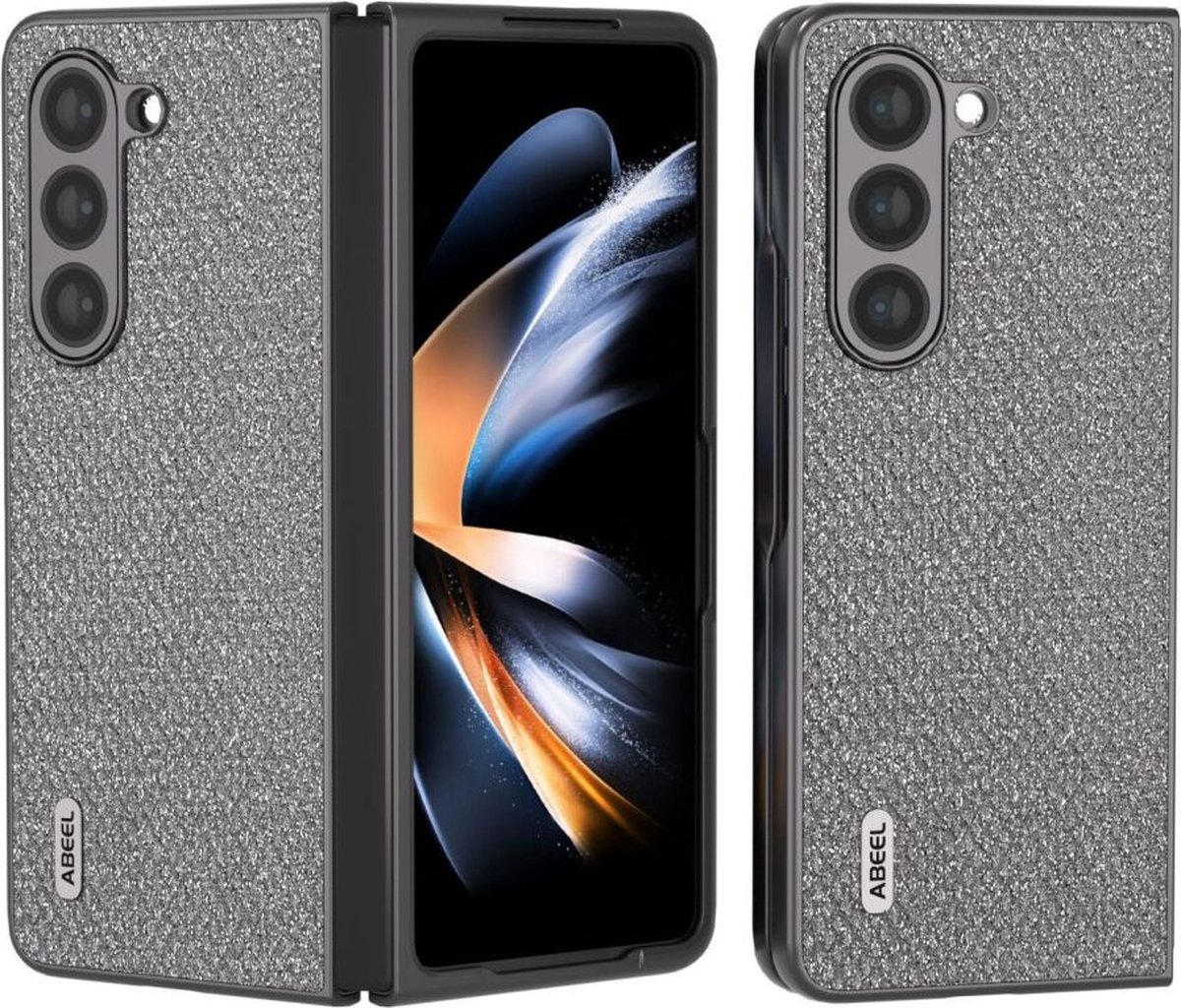 ABEEL Hoesje Geschikt voor Samsung Galaxy Z Fold 5 - Back Cover met Crystal Print - Grijs