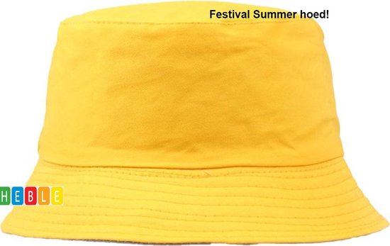 *** Hoed Festival Zomer - Bucket Hat - Vissershoedje - Geel - Zonnehoed - van Heble® ***
