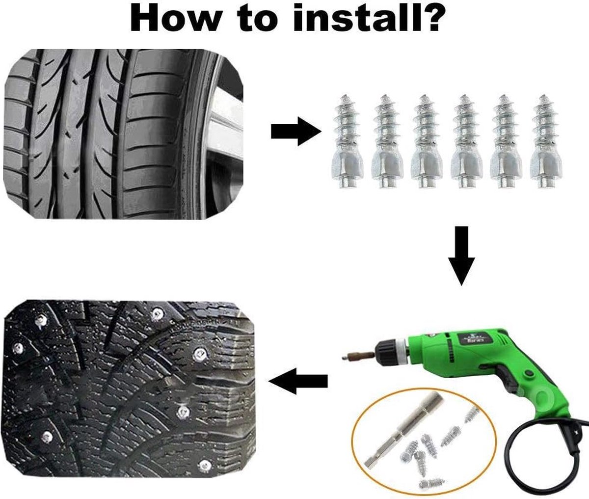 Pack of 100 Tyre Spikes, 9mm/0.35 Inch Car Tyre Bolts Pack of 100 Tyre Spikes, 9mm/0.35 Inch Car Tyre Bolts