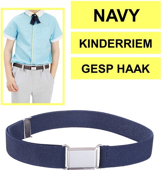 Fako Fashion® - Kinderriem Elastisch Gesp - Elastische Riem Voor Kinderen - Rekbare Riem - Broekriem - Stretch Riem - Navy Blauw