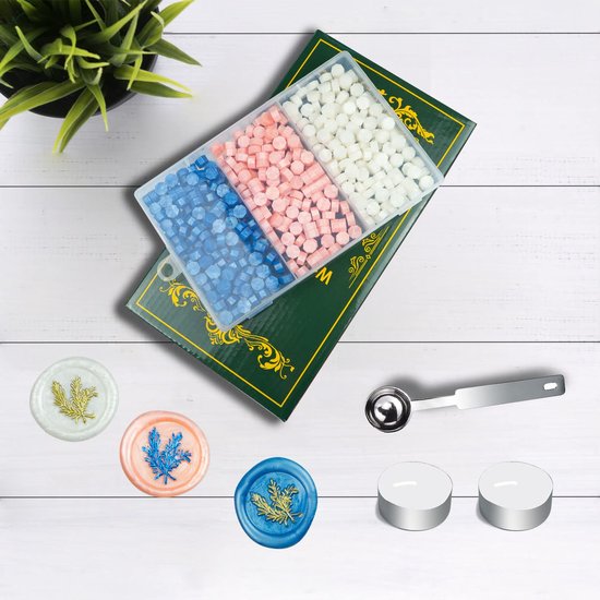 Wax Seal Kralen,3 kleuren 420PCS die Wasparels met 1PCS Was het Smelten Lepel en 2...