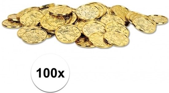 Gouden piraten schatkist munten - plastic - 100x stuks - speelgoed - decoratie