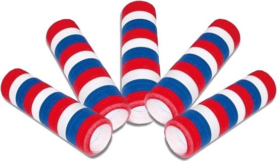 5 stuks Serpentine rollen rood/wit/blauw