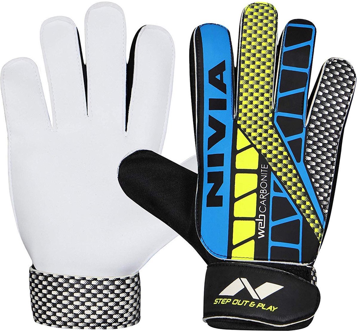 Nivia Web Football FB G/Goalkeeper Gloves Double Set of 2 (Multicolour, Extra Small) Material-Synthetic | for Men | Extra grip | Comfortable fit | Ergonomic Design | Great Performance