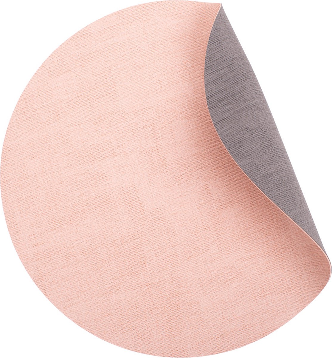 Luxe placemats lederlook - Rond - 6 stuks - Dubbelzijdig: roze en grijs - 44 x 37 cm - leer - leatherlook placemat