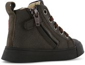 Shoesme Donkerbruine Veterboot Met Patch - Veterschoen Kind - Jongens - Dark Brown - Microleer - Maat 24